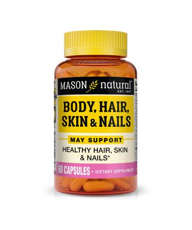 MASON NATURAL Body Hair Skin & Nails with Vitamins A E C and Biotin - Healthy Hair Skin and Nails Premium Beauty Supplement 60 Capsules
