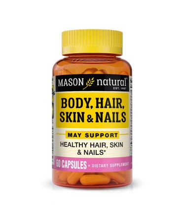 MASON NATURAL Body Hair Skin & Nails with Vitamins A E C and Biotin - Healthy Hair Skin and Nails Premium Beauty Supplement 60 Capsules - Buy Online on GoSupps.com