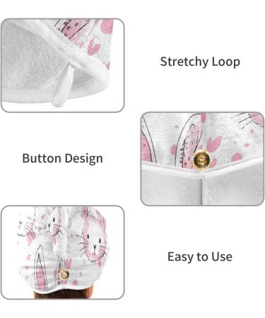 Pink Rabbit Heart Hair Towel 2 Pack - Super Absorbent Quick Dry Hair Turbans for Women & Girls - Buy Online on GoSupps.com