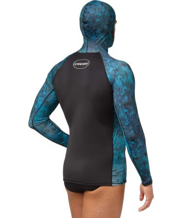 Cressi Adult Camouflage Hooded Rash Guard - Neoprene Padded Chest | Cobia 3X-Large Blue Hunter - Buy Online on GoSupps.com