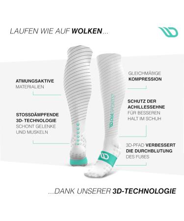 Diasports RunStars Compression Socks for Sports & Running - Premium Marathon & Triathlon Gear for Men & Women - Green/White - Buy Online on GoSupps.com