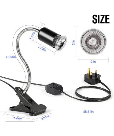 Tortoise Heat Lamp 50W UVA UVB Basking Lamp with 360 Rotatable Clip & Power Adapter 30cm Rotatable Gooseneck with 3 x 50W Heat Bulb Heating Light for Reptiles Lizard Turtle Snak Aquarium - Buy Online on GoSupps.com