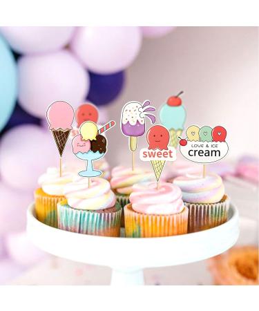 Blumomon 36Pcs Summer Ice Cream Cupcake Decorations Baby Shower Summer Theme Birthday Party Cake Decorations Summer-36 - Buy Online on GoSupps.com