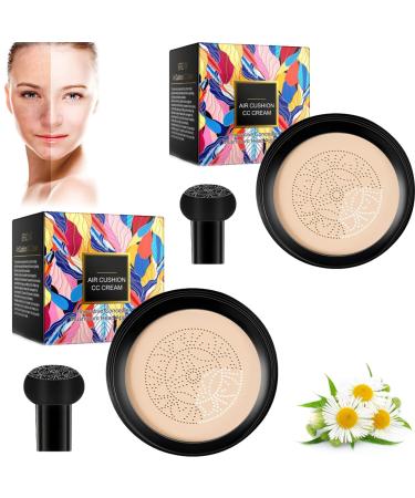 Whalegrass Air Cushion Cc Cream,Mushroom Head Air Cushion Cc Cream,Whale Grass Make Up,Whalegrass Cc Cream,3 In 1 Air Cushion Waterproof Foundation Cc Cream,Whalegrass Concealer (Ivory*2)