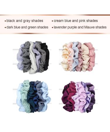 24-Piece Women's Hair Scrunchies Set | Elastic Hair Ties for Girls | Jumbo & Soft | Classic Colors | Multi Materials - Buy Online on GoSupps.com