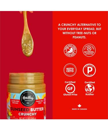 Healthy Crunch Seed Butter Crunchy Flavor 6 Units x 340g - Sunflower Butter Nut Butter Alternative - Organic Non-GMO Vegan-Friendly - High Protein No Added Sugar - Ideal for Snacks & Spreads - Buy Online on GoSupps.com