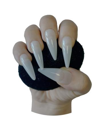 600pcs Extra Long Stiletto Straight Pointed Full Cover NATURAL Press On Acrylic False Nails Tips - Professional Salon & Home Use