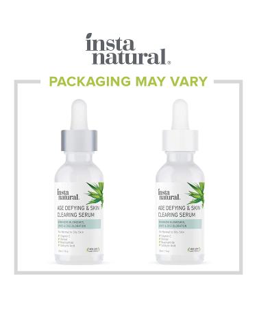 InstaNatural Age Defying & Skin Clearing Serum 1 oz - Anti-Aging & Acne Treatment - Buy Online on GoSupps.com