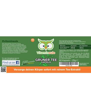 Green Tea Extract Capsules - 100mg Caffeine Vegan High-Dose Made in Germany - Laboratory Tested No Additives Small Capsules - Go Awake!  - Buy Online on GoSupps.com