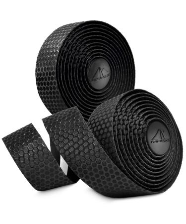 MARQUE Hex Bike Handlebar Tape - Bar Tape for Road Cycling Bicycles, Drop Bar Wraps for Better Grip - 2 Rolls Per Set Black
