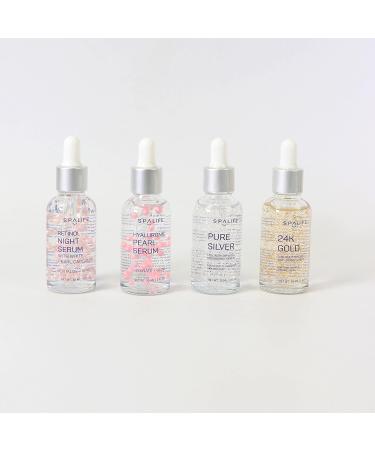 Spa Life Facial Serum Collection - 4 Serums with Retinol, Hyaluronic Pearls, Silver & 24K Gold - 30mL Each - Buy Online on GoSupps.com