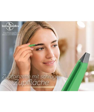 Professional Green Slanted Tweezers for Hair Plucking | 10 cm 4 mm | International Shipping Available - Buy Online on GoSupps.com