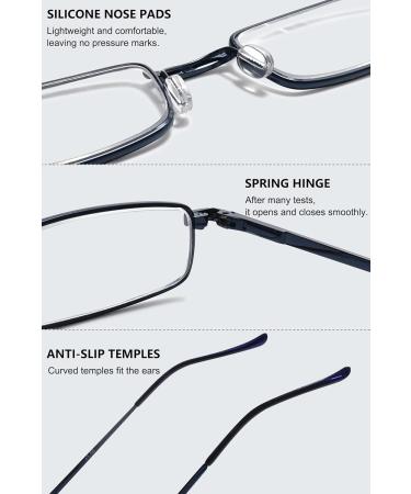 Magimodac Blue Light Filter Reading Glasses for Men & Women - Prescription Metal Narrow Frames with Pencils - Buy Online on GoSupps.com