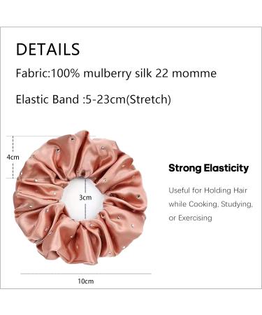 Luxury Silk Skinnie Hair Bobbles Scrunchies - Set of 3 | 100% Pure Mulberry Silk | 22 Momme | Hair Friendly & Elastic | Luxury Diamonds Color - Buy Online on GoSupps.com