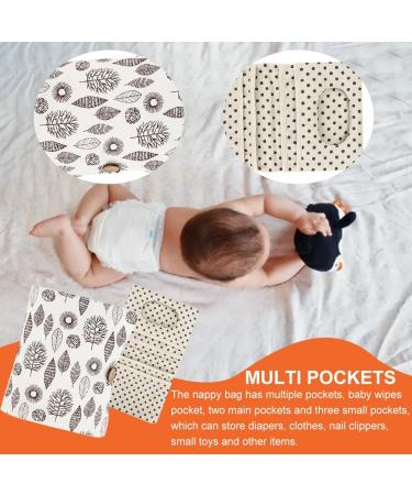 Delitls 2-in-1 Diaper Bag with Wrap Pad - Stylish Organizer & Cosmetic Bag for Moms | White & Leaf Print Baby Essentials - Buy Online on GoSupps.com