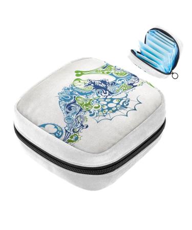 GIAPB Sanitary Napkin Storage Bag Period Bag Tampon Bag Makeup Bag Pad Pouch Art Sea Horse Color4244