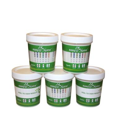 EasyHome 12 Panel Drug Test Cup Kit with Temperature Strip-Testing OPI2000, THC, COC, MET/mAMP, OXY, AMP, BAR, BZO, MTD, MDMA, PCP, TCA- Instant Urine Test- ECDOA-7124 - 5 Pack 5 Count (Pack of 1)