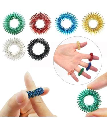 Massage Rings Set - 6 Colorful Spiky Sensory Finger Rings for Stress Relief Acupressure & Fidgeting - Noiseless Stress Reducer for Adults & Teens - Buy Online on GoSupps.com