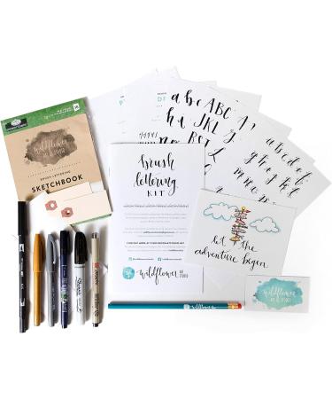 Wildflower Art Studio Brush Lettering Calligraphy Kit - Beginner Starter Set with Instruction Book and Supplies - Perfect Gift for Kids, Teens, Adults - Buy Online on GoSupps.com