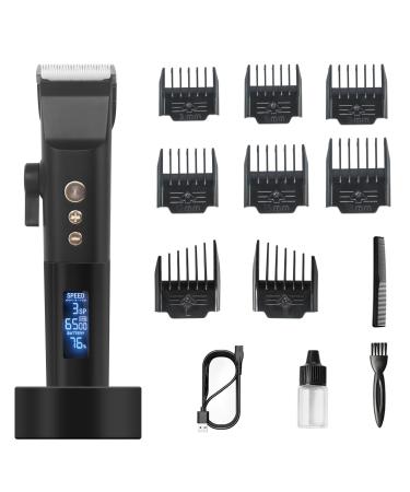 Pro Hair Clipper Hair Clipper Rechargeable Titanium Ceramic Blade Electric Pusher LCD Digital Hairdresser Suit for Men with Charging Stand