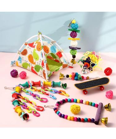 tonyg-p 13 Pack Bird BudgieToys Parrot Swing Chewing Toys Bird Nest Hut Hammock Perch Stand Hanging Bell Bird Cage Toys for Small Parakeets Cockatiels Budgies Conures Love Birds Finches - Buy Online on GoSupps.com