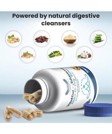 LORO ESSENTIALS VitalGut Advanced Gut and Colon Cleanse Detox for Women & Men 15-Day Reset Gut Health Support Whit Senna cascara Sagrada and Psyllium Husk-Non GMO 30 Capsules - Buy Online on GoSupps.com
