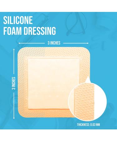 JJ CARE Silicone Foam Dressing [Pack of 20] - 4x4 Silicone Adhesive Wound Dressing - Showerproof & Absorbent - Buy Online on GoSupps.com