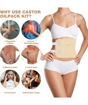 Kanmass Castor Oil Pack Wrap: Reusable Organic Kit for Liver Detox & Better Sleep - Buy Online on GoSupps.com