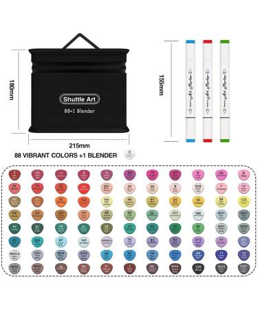 Shuttle Art 88 Colors Dual Tip Alcohol Based Art Markers Set with Blender - Ideal for Illustration, Coloring, Sketching, and Card Making - Buy Online on GoSupps.com