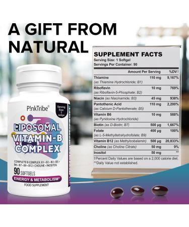 Liposomal Vitamin B Complex - 9 Essential B Vitamins 10x Absorption 90 Soft Capsules (2 Pack) - Additive-Free 3 Month Supply for Optimal Health - Buy Online on GoSupps.com