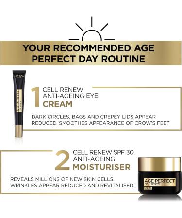 L'Oreal Paris Cell Renew Day Cream Age Perfect Anti-Oxidant Recovery Complex Eye Cream With SPF 30 For Anti- Wrinkle Firmness Radiance And UV Protection 50ml - Buy Online on GoSupps.com