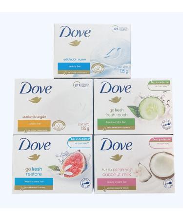 Dove Beauty Bars  Variety of 5 different scents  4.75 oz 5  international edition