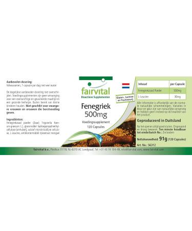 Fairvital | Fenugreek extract 500 mg - 120 capsules - 50% saponins - quality controlled - Buy Online on GoSupps.com