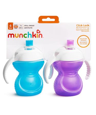 Munchkin Click Lock Bite Proof Trainer Cup 7oz 2 Pack Blue/Purple - Buy Online on GoSupps.com