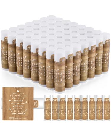 DMSKY Appreciation Gifts 60 Pcs Lip Balm Bulk Staff Appreciation Gifts Bulk Thank You Gifts Bulk for Coworkers Teacher Worker Employee Leaving Farewell Gifts Brown