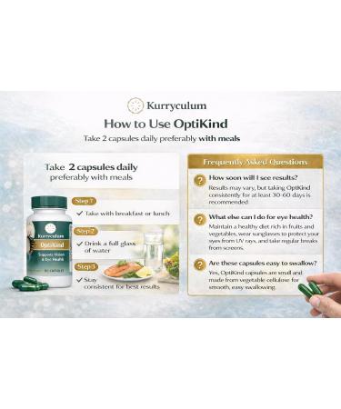 Kurryculum OptiKind Eye Health Supplement - Vision Support Vitamins with Lutein & Zeaxanthin - 90 Capsules - Buy Online on GoSupps.com
