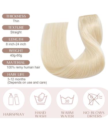 Buy Sego Clip-in Hair Extensions - 100% Remy Human Hair Smooth Platinum Blonde #60-1 45cm (50g) - Ideal for Easy Styling - Buy Online on GoSupps.com