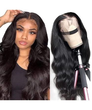 Body Wave Lace Front Wigs Human Hair for Black Women, 13x4 Brazilian Virgin Human Hair Lace Frontal Wigs, 150% Density Body Wave Human Hair Wig Pre-Plucked with Baby Hair Natural Color (26 Inch., 13*4 Body Wave Lace Fronta…