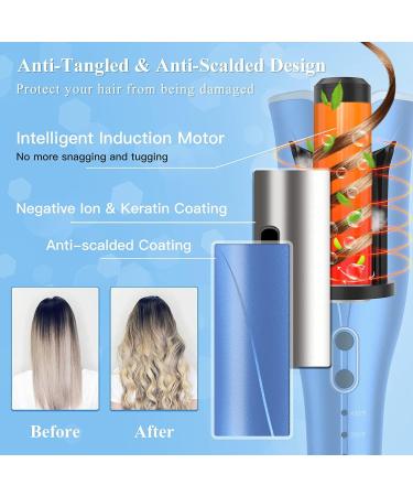 Automatic Curling Iron Auto Hair Curler Wand with Large Rotating Barrel & 4 Temps & 3 Timers Large Display Curling Iron with Dual Voltage Auto Shut-Off Fast Heating for Hair Styling Blue - Buy Online on GoSupps.com