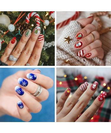 12 Sheets Christmas Nail Art Stickers Kalolary 3D Self-Adhesive Nail Stickers Decals Nail Art Tips Stencil for Women Girls Nail Art Design - Buy Online on GoSupps.com