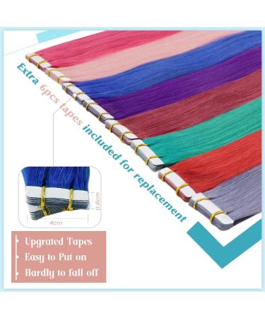 Runature Blue Tape In Hair Extensions - 45cm Real Human Hair - 10 Pieces 25g - Invisible #Blue Hair Extensions - Buy Online on GoSupps.com