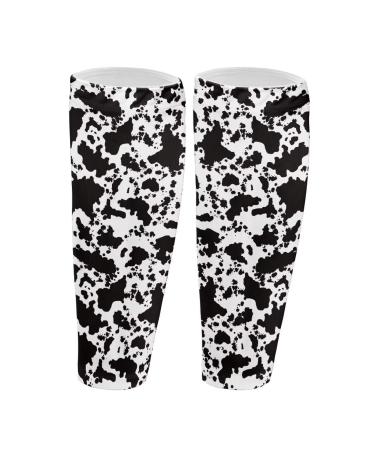 Poceacles Cow Pattern Calf Compression Sleeve for Women Men Anti-Slip Football Leg Sleeve Calf Support Sock for Basketball Running Climbing S Milk Cow Small