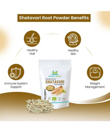 Herbal Magic's Organic Shatavari Root Powder(Asparagus racemosus)-Prized Herb in Ayurveda-Plant of 100 Roots superfood Combi with Milk& Honey - Free from Fillers&Preservatives-100g 100 g (Pack of 1) - Buy Online on GoSupps.com