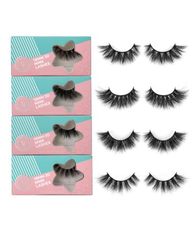 SY LASHES 18mm Mink Lashes 3D Real Mink Eyelashes Cat Eye Fluffy Cross False Eyelashes Wispy Soft Reusable Luxury Volume 5D Fake Eyelashes (Star  4 Pairs) 4Pairs 18mm Mix