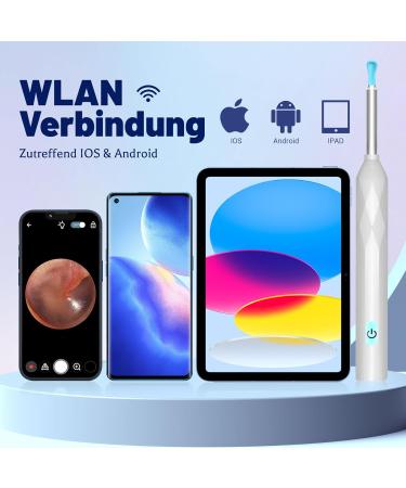 Buy AMDXD 1440p WiFi Otoscope Camera - Ear Wag Remote Ear Cleaner 8MP HD Ear Endoscope with IP4 Waterproof 6 LEDs for Adults Kids & Pets - Buy Online on GoSupps.com
