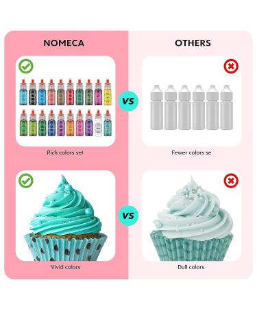 Nomeca 20-Piece Oil Based Food Coloring Set for Valentine's Day Cake Decorating - Food Grade Edible Dye for Chocolate, Candy Melts, Cookies, Fondant - 0.25 Fl. Oz Bottles - Buy Online on GoSupps.com