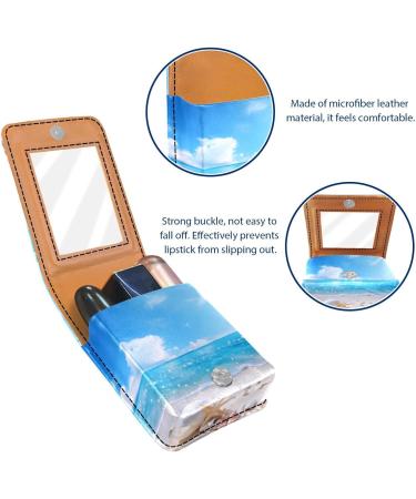 Travel Lipstick Organizer Case | Portable Makeup Bag with Mirror | Beach Seashell Design - E098c9qyia - Buy Online on GoSupps.com