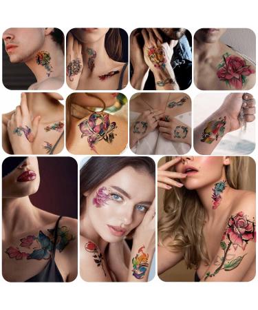 77 Sheets Temporary Tattoo Assortment: Flower Dream Catcher, Cat, Goldfish, Half Arm, Shoulder, Neck - 60 Tiny Waterproof Realistic Tattoos for Women, Girls, and Kids - Buy Online on GoSupps.com