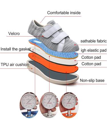 QDCZDQ Men's Diabetic Wide Fit Blue Home Shoes - Adjustable Closure, Lightweight Walking Sneakers for Swollen Feet - Size 10.5 US/ 290 CM - Buy Online on GoSupps.com