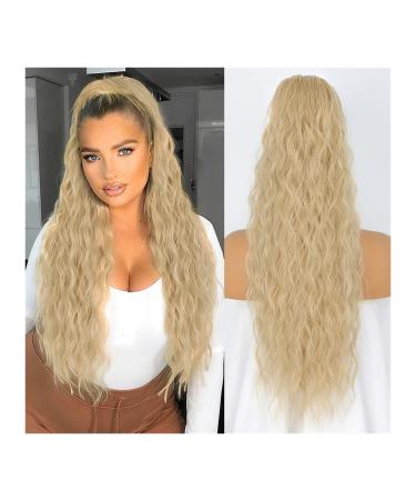 Hair Extensions 26" Synthetic Long Wavy Ponytail Extension Cord With Drawstring Hair Clip Layered Ponytail Bun for Women's Daily Use Hair Pieces For Women (Color : Red Size : 26inches) 26inches Red